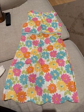 Girls' Floral A-Line Skirted Dress - Pink, Orange, Yellow & Blue
